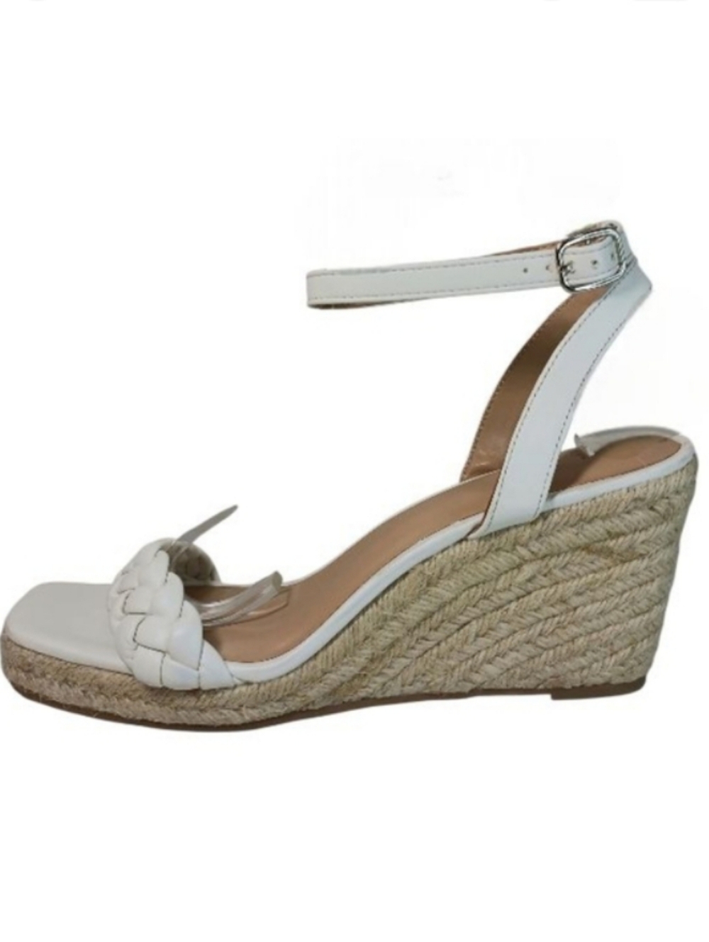 A New Day Wedges Women's 11 White Strappy Memory Foam Espadrille Shoes